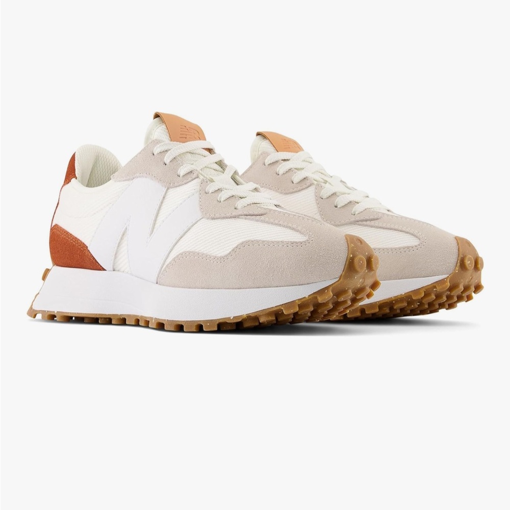 Women’s New Balance Classic Tan and White Sneakers